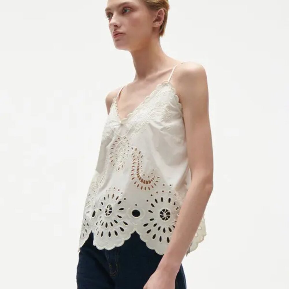 NWT - Figue Gillian 100% Cotton Scandi Girl Top , Size Small, in White / Chalk - Picture 3 of 4